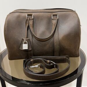 Celine Cowhide Large Boston Bag-Brown